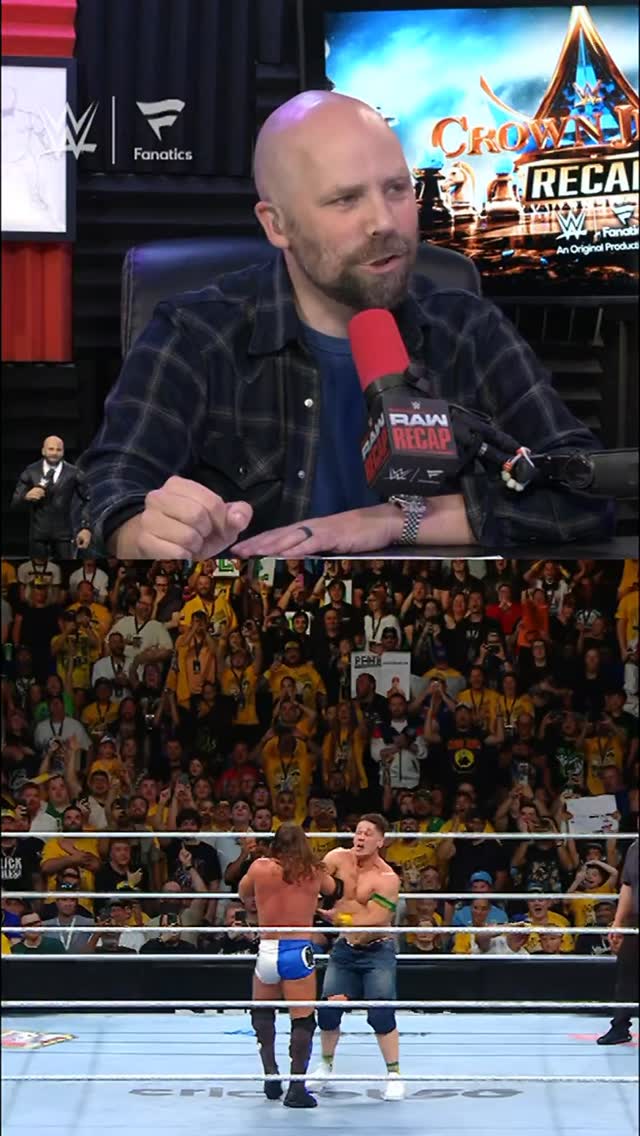 Instagram post by @notsam for Fanatics. Caption reads: @johncena and @ajstylesp1 gave us a classic in....