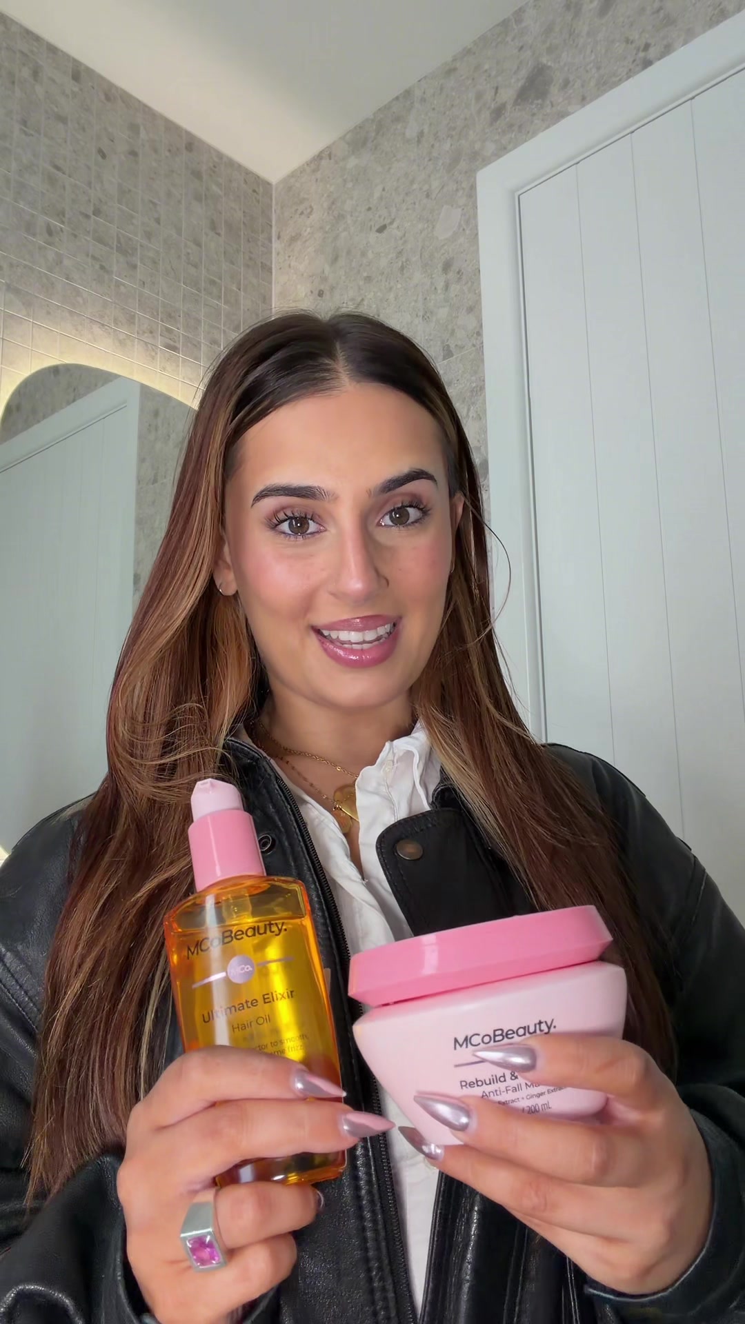 TikTok post by @aneliesetannoui for MCoBeauty. Caption reads: [...] on the hunt for new haircare @MCoBeauty new....
