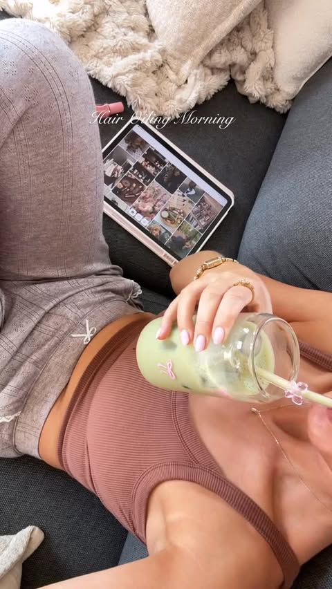 Instagram post by @byemmaleah for Gisou. Caption reads: [...] extraordinary oil* @ossutea matcha* @gisou....