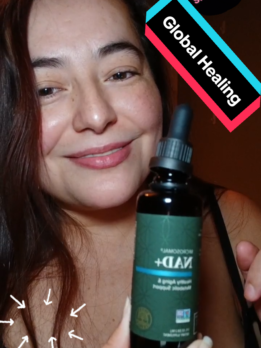 TikTok post by @sindyrivas18 for Global Healing. Caption reads: @Global Healing #NAD #liposomal #antiaging [...].