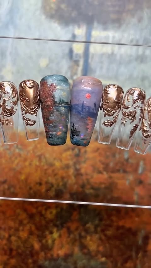 Instagram post by @vivxue for LaRochePosayUS. Caption reads: Nails of fine art with a skincare regimen to match....