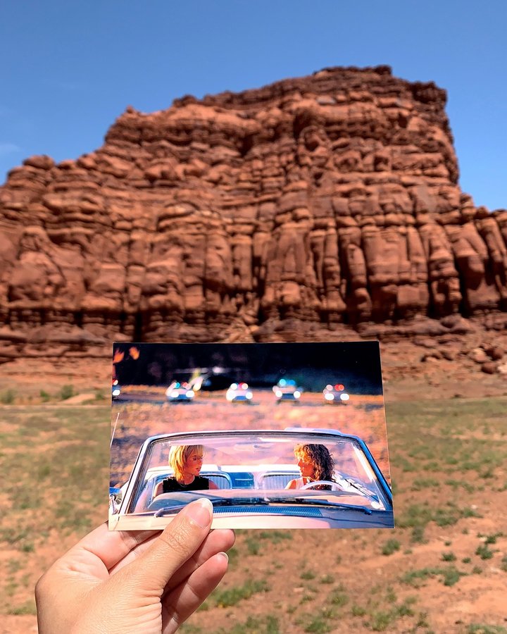 Instagram post by @filmtourismus for Visit Utah. Caption reads: 🎬 On the Utah Film Trail:
 
“Thelma &....