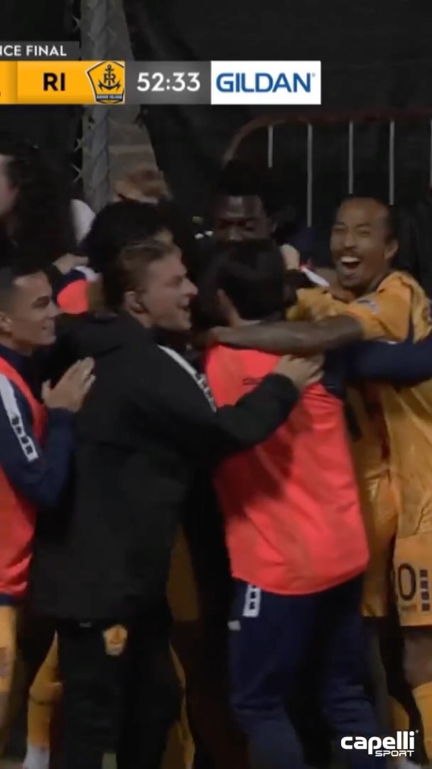 Instagram post by @rhodeislandfc for Capelli Sport. Caption reads: [...] for Noah Fuson!🔥 #WickedGoodGoal |....