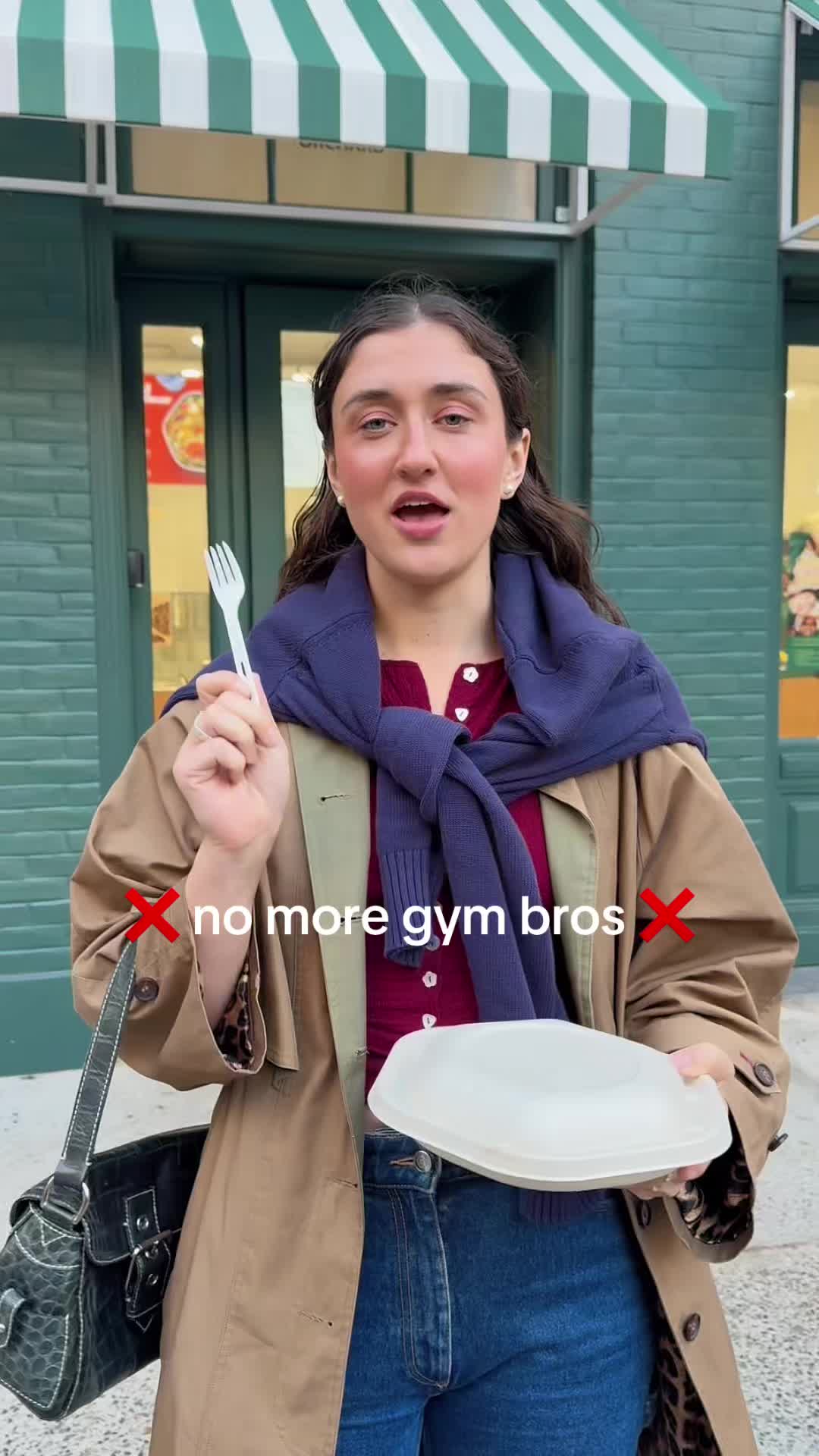 TikTok post by @kateglavan for sweetgreen. Caption reads: #Sweetgreen_Ad no more gym bros + protein shakes....
