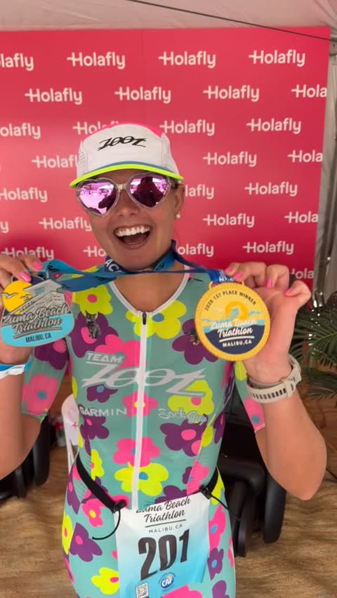 Instagram post by @la_triathlete for Holafly. Caption reads: [...] came up pretty last minute thanks to....