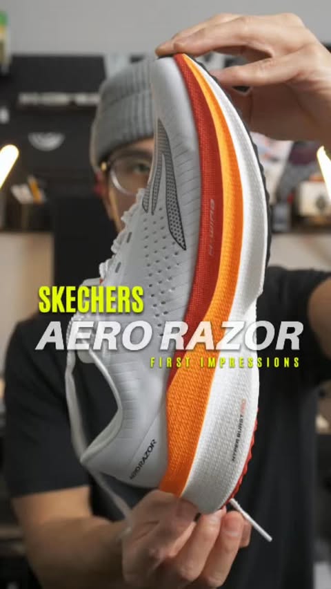 Instagram post by @cchungy_ for SKECHERS. Caption reads: Skechers Aero Razor → First Impressions • [...].
