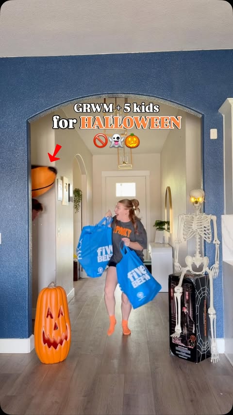 Instagram post by @jesssfam for Five Below. Caption reads: [...] house for Halloween after shopping at....