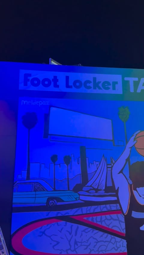 Instagram post by @cashnasty for Foot Locker. Caption reads: Had to pull up to the @footlocker Takeover at LA....