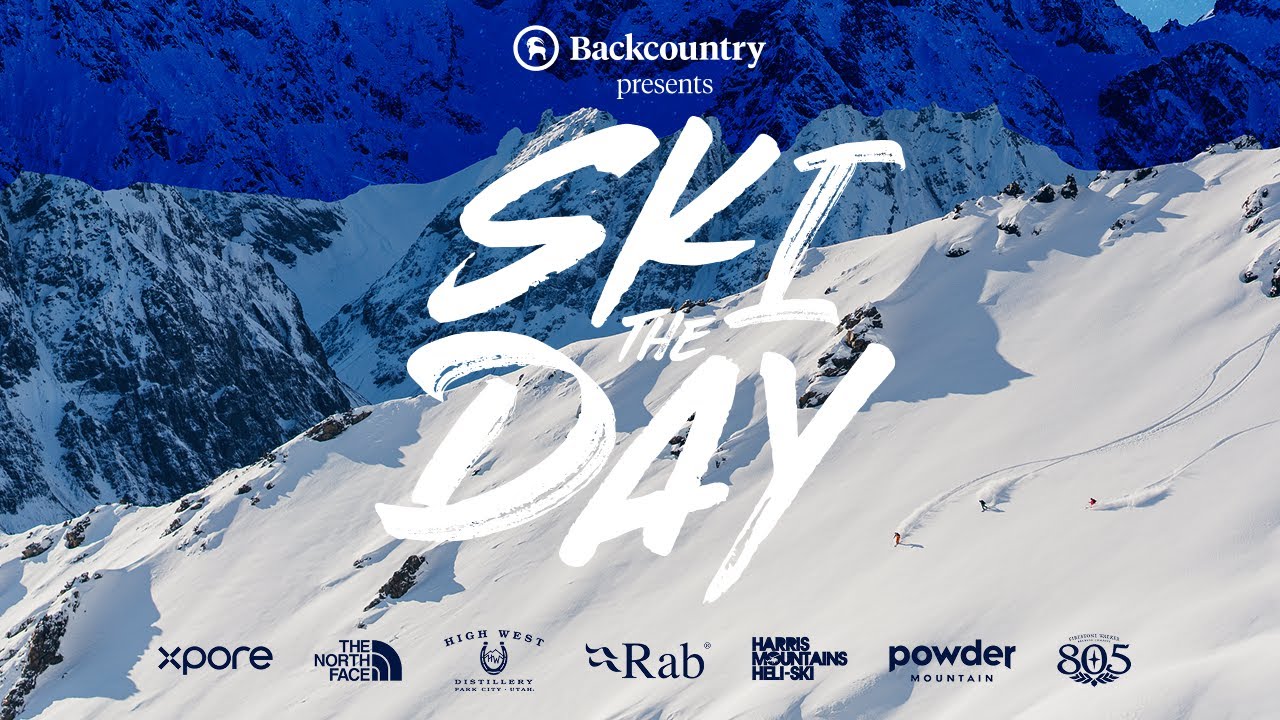 YouTube post by @backcountry for Backcountry. Caption reads: Ski The Day | OFFICIAL FILM | A Backcountry Film.