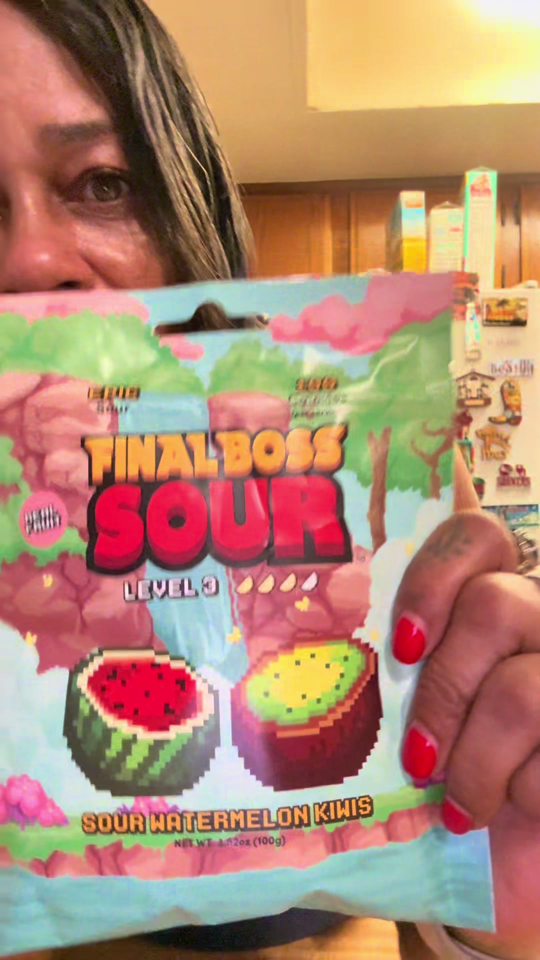 TikTok post by @eateatwithkeysh for Final Boss Sour. Caption reads: @finalbosssour #eateatwithkeysh #tiktokshophaul....