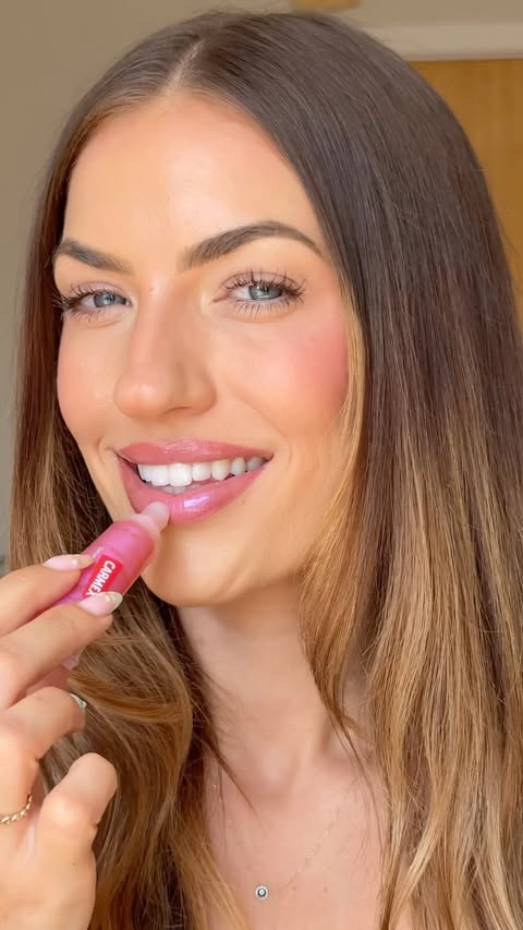 Instagram post by @maddyrmaguire for Carmex. Caption reads: in my shimmers era✨ @carmexuk trying on all 3 lip....