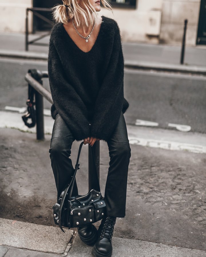 Instagram post by @mikutas for MIKUTA. Caption reads: All black & softness ♥ 
*anzeige.