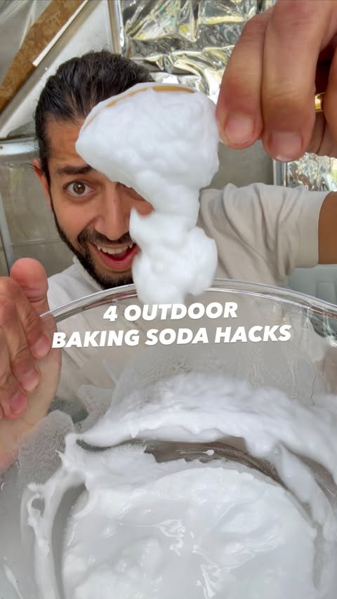 Instagram post by @creative_explained for Arm & Hammer. Caption reads: 4 outdoor cleaning hacks using just @armandhammer....
