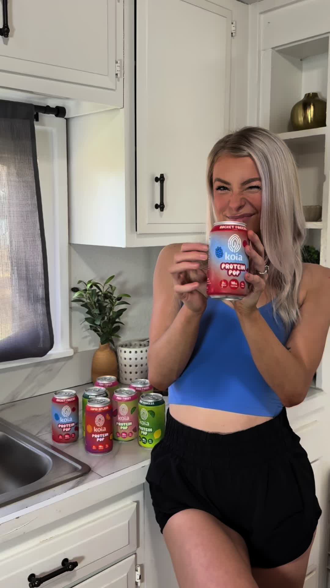 TikTok post by @desireestanley_ for Koia. Caption reads: Uh ohhh. New product @drinkkoia 👀 #koiapartner....