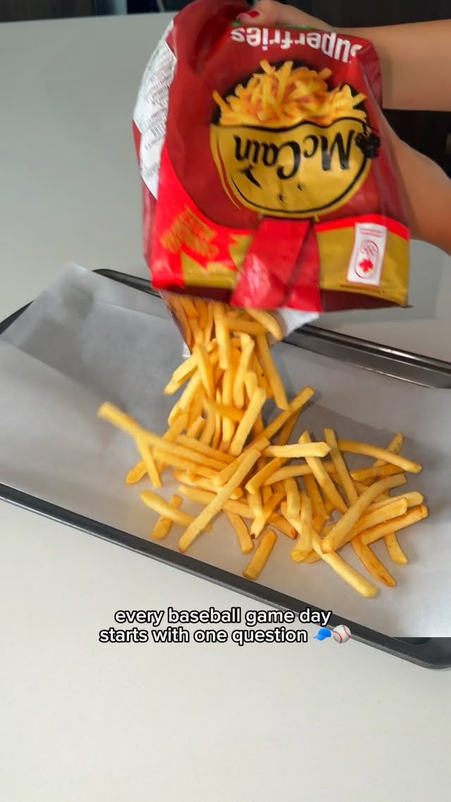 Instagram post by @natdoumkos for McCain Foods. Caption reads: #Ad Game days just hit different with a French fry....
