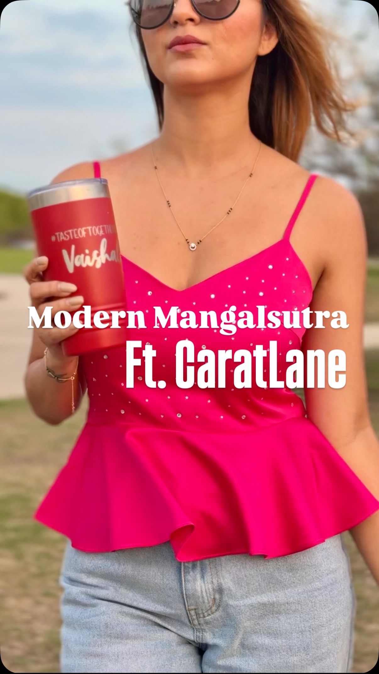 Instagram post by @vivacious_wish for CaratLane. Caption reads: Modern Mangalsutras Ft. CaratLane
Tradition, but....