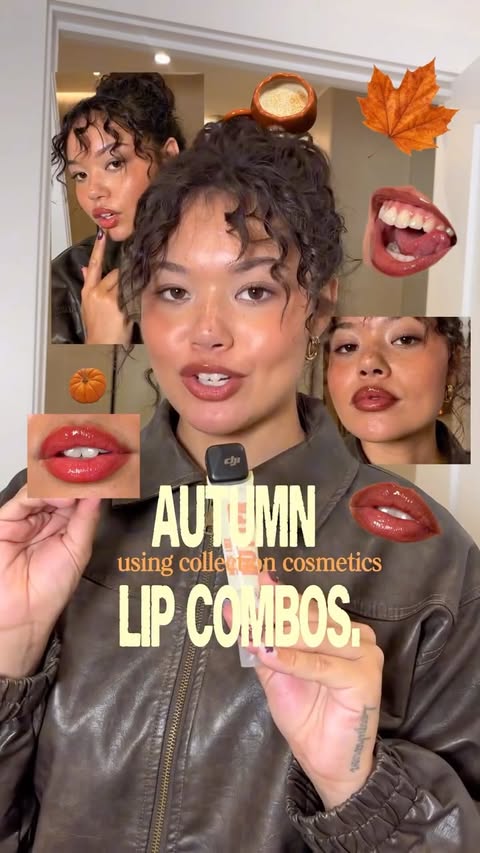 Instagram post by @eviefarquharson for Collection Cosmetics. Caption reads: [...] lip combos 🍂☕️✨ @collectioncosmetics_uk new....