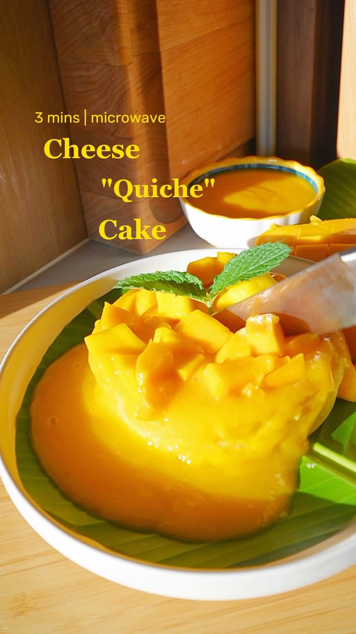 Instagram post by @fationatefoodbelly for Eggland's Best. Caption reads: mango cheesecake or quiche-cake? 😉🥭

For recipe,....