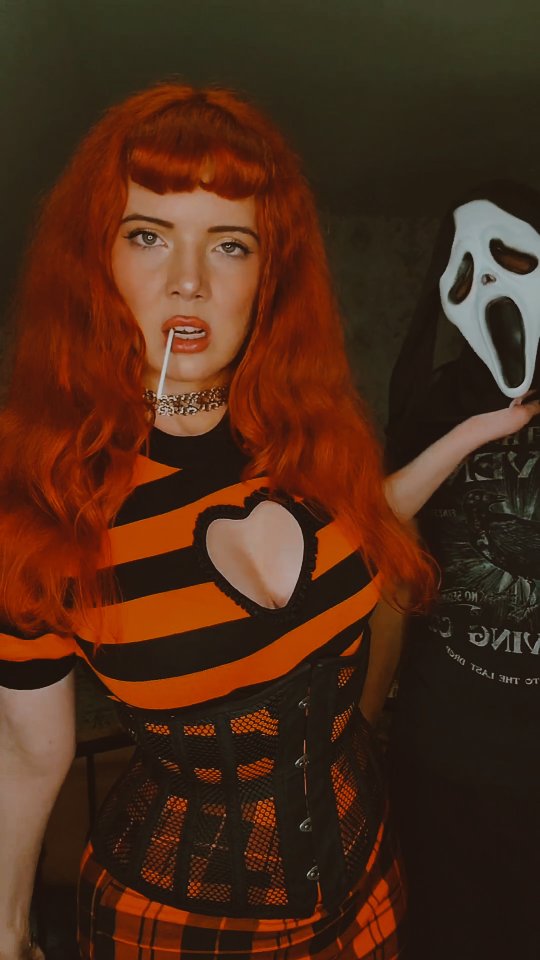 Instagram post by @ashbutton for Unique Vintage. Caption reads: Get ready with me, my husband, and the Halloween....