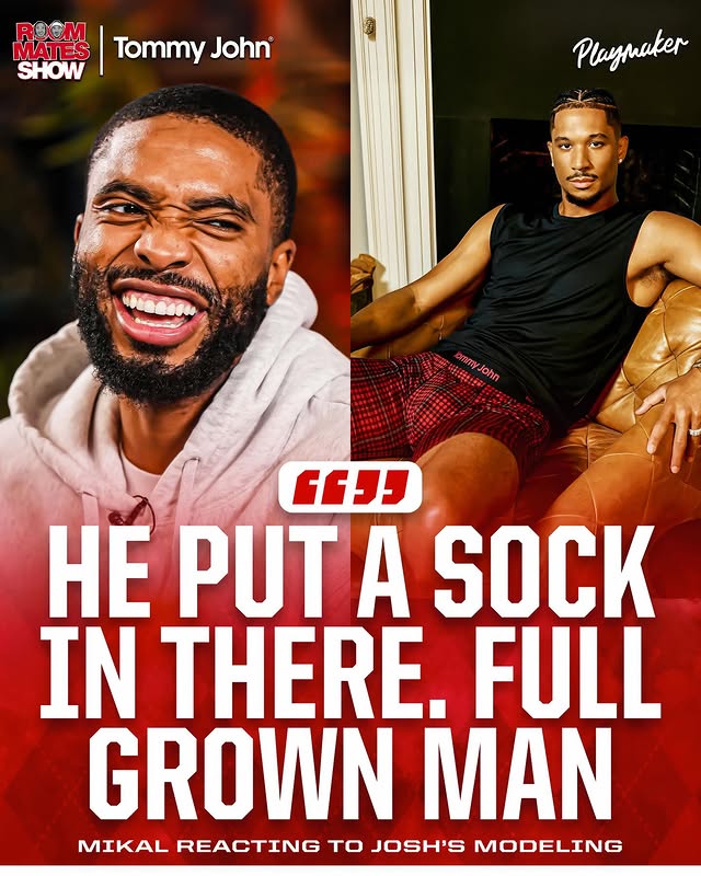 Instagram post by @theroommatesshow for Playmaker. Caption reads: “Full grown man.” 😭

Shop @tommyjohnwear at....