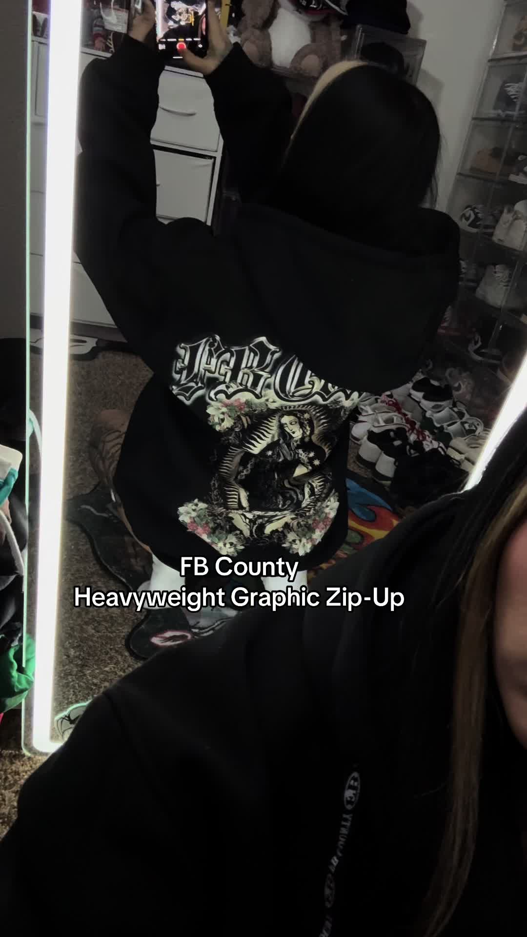 TikTok post by @paoo_xo for FB COUNTY CLOTHING. Caption reads: @FB County #fyp #fypage #fbcounty.