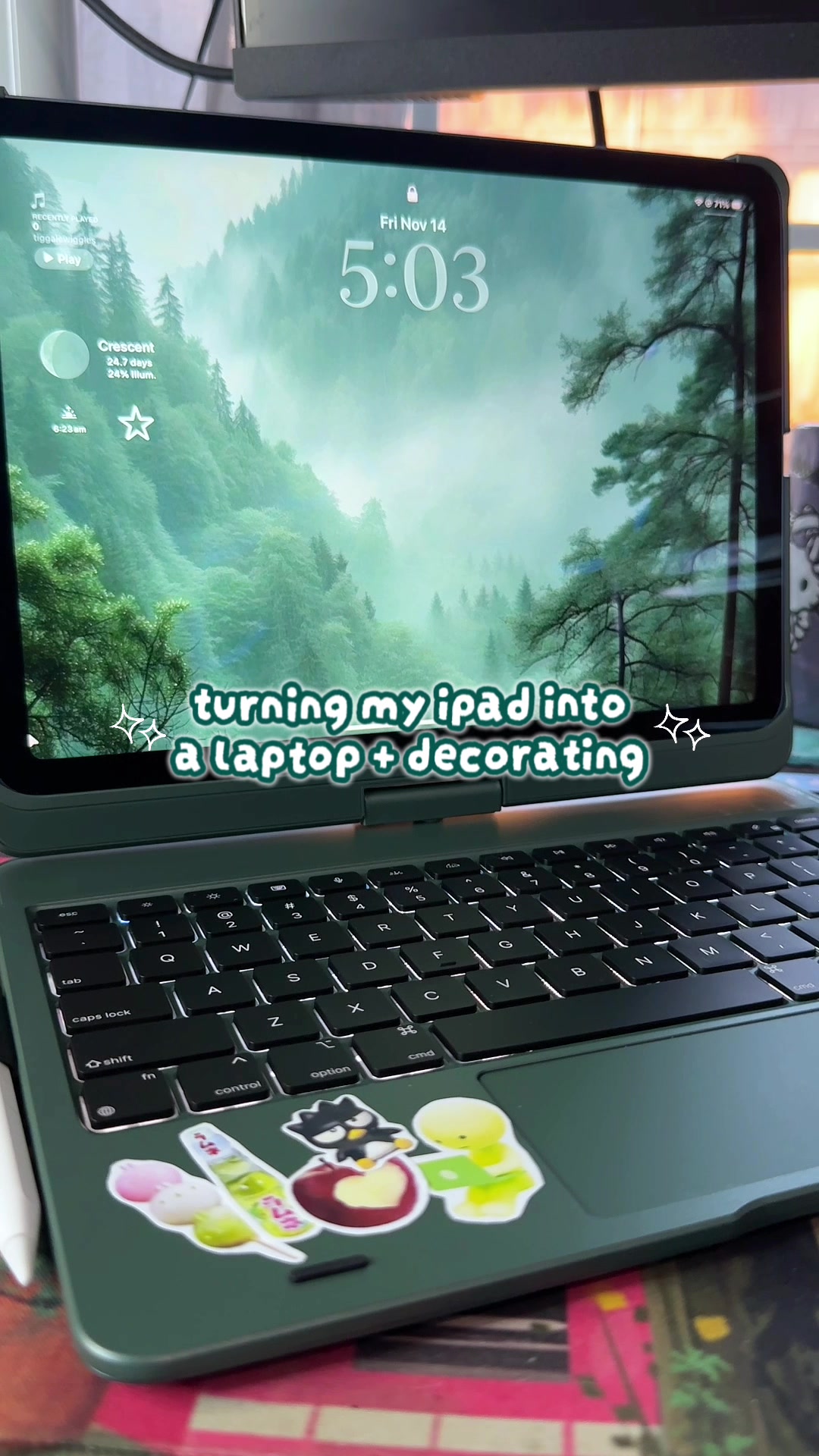 TikTok post by @cyberrgel for Typecase. Caption reads: my green dream!!🍏.☘︎ ݁˖~ ☆  #typecase....