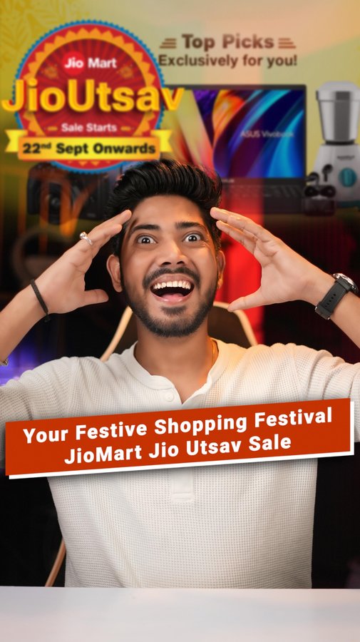 Instagram post by @itz_mohit_verma for JioMart. Caption reads: 🎉 JioMart's JioUtsav Sale is LIVE now! 🎉
From....