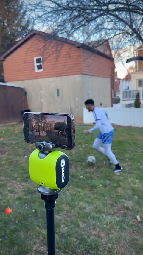 Instagram post by @official.aemad for XbotGo. Caption reads: Filmed with XbotGo — an AI sports cameraman that....