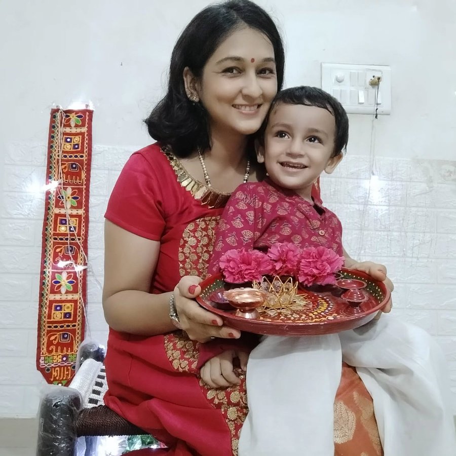 Instagram post by @anu_angel25 for Pine Kids. Caption reads: [...] outfits for Akshu from @firstcryindia....