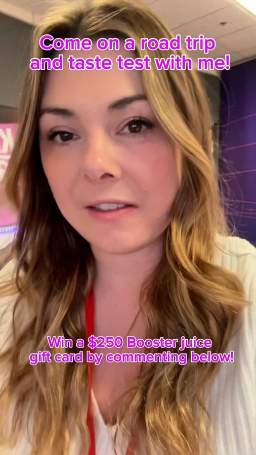 Instagram post by @katiestanners for Booster Juice. Caption reads: [...] on a road trip to the first ever Booster....