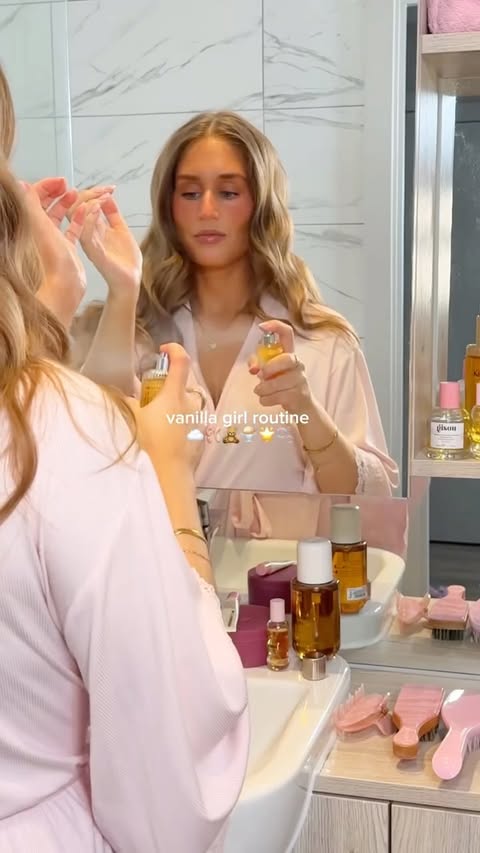Instagram post by @byemmaleah for OLEHENRIKSEN. Caption reads: [...] @gisou vanilla glaze hair perfume*....