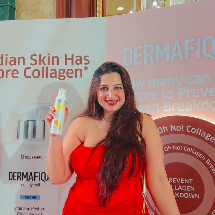 Instagram post by @tulsi197 for Dermafique. Caption reads: Attended the fabulous launch @dermafique where....