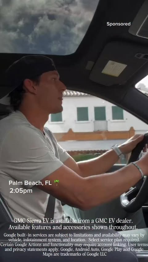 Instagram post by @tannercourtad for GMC. Caption reads: [...] had a Palm Beach weekend with the new @gmc....