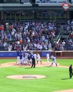 Instagram post by @mlbnetwork for Corona USA. Caption reads: Madness at Citi Field! Jesse Winker sends the Mets....
