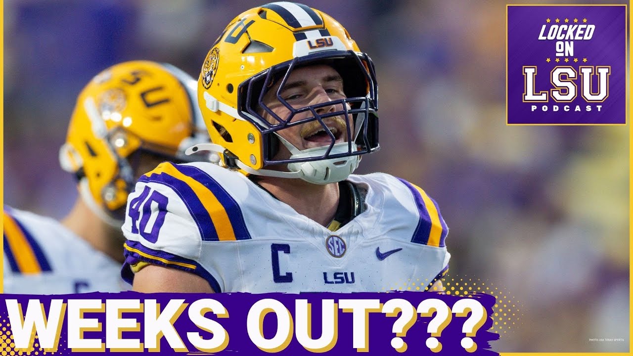 YouTube post by @LockedOnLSU for Wayfair. Caption reads: LSU’s Defense in Trouble? Whit Weeks Questionable,....