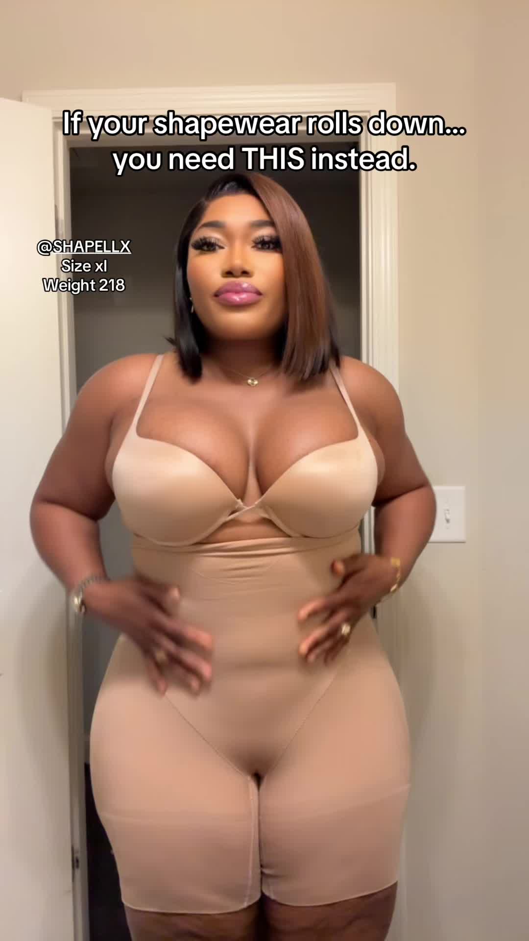 TikTok post by @shopwitlusciousllc for Shapellx. Caption reads: #creatorsearchinsights #shapellx #shapewear....