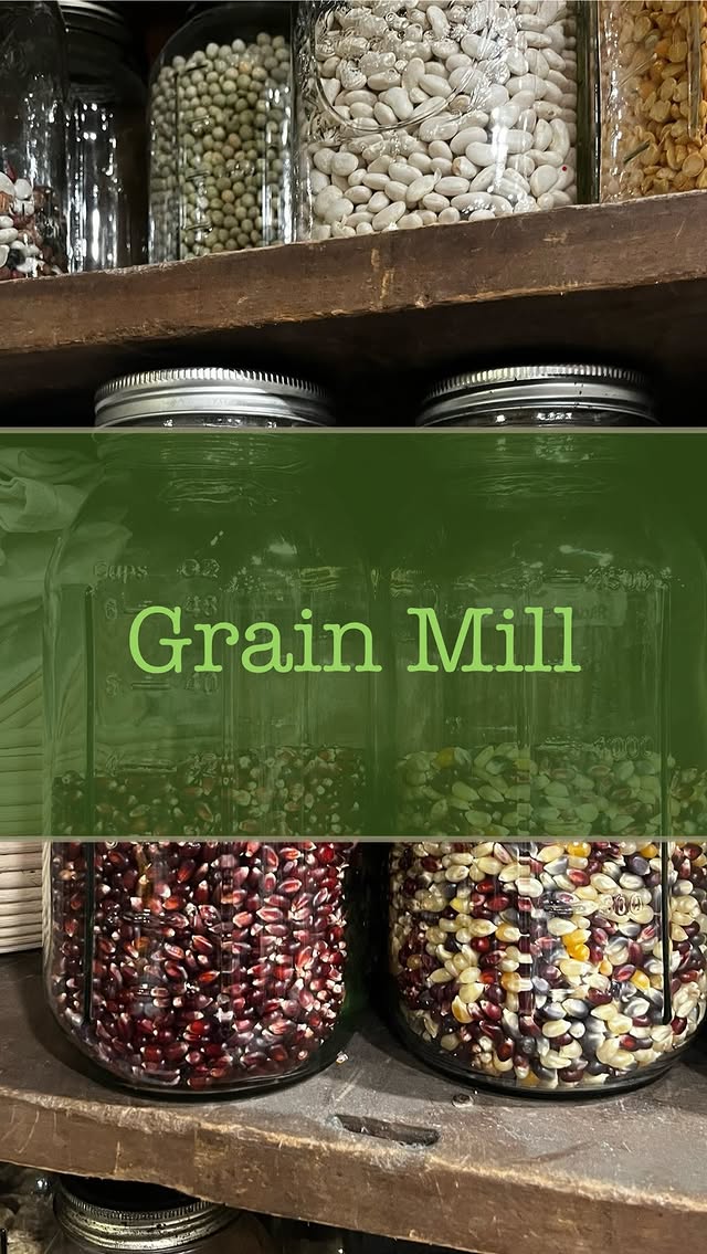 Instagram post by @wildwoodsfarmstead for NutriMill. Caption reads: [...] so happy to be sent a grain mill by....