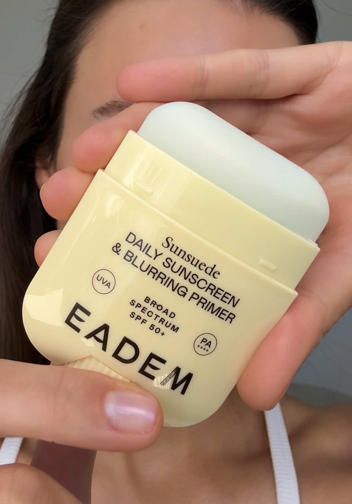 TikTok post by @caressmd for Eadem. Caption reads: @EADEM sunsuede daily sunscreen and [...].