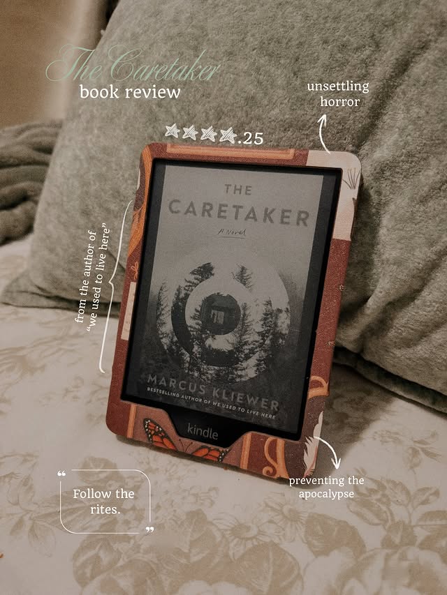Instagram post by @jannierreads for Atria Books. Caption reads: the caretaker book review ✨🌲 

happy tuesday....