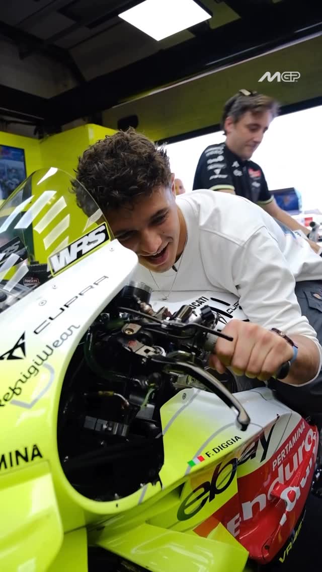 Instagram post by @fabiodiggia49 for FORMULA 1. Caption reads: Jumping on Diggia's bike and discovering all the....