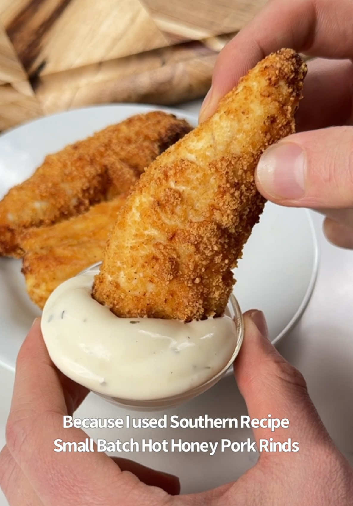 TikTok post by @iricksnacks for Pork Rinds. Caption reads: #ad Say “YUM” if you would eat these Hot Honey....