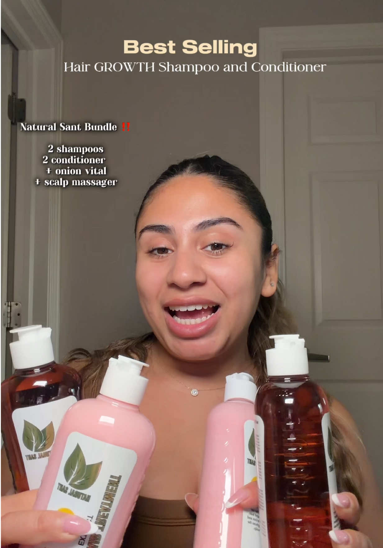 TikTok post by @kay.alondraa for Natural Sant México. Caption reads: I’ve been loving this shampoo so far 😍 … make....