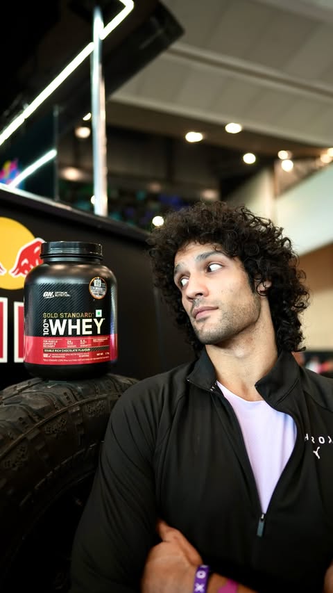 Instagram post by @thechiragkhatri_ for Optimum Nutrition. Caption reads: Optimum Advantage built for Optimum Performances....