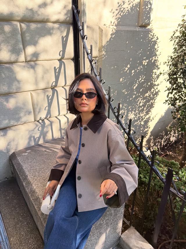 Instagram post by @pamelamrls for J.Crew. Caption reads: [...] the right jacket can make the whole look....