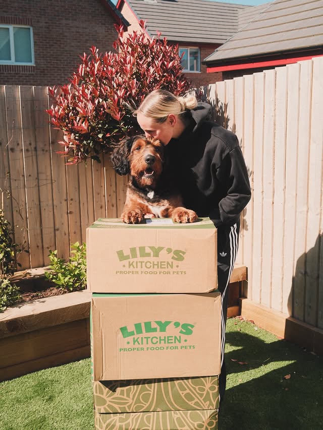 Instagram post by @millturner_ for Lily's Kitchen. Caption reads: [...] to announce Pongo and I are now....