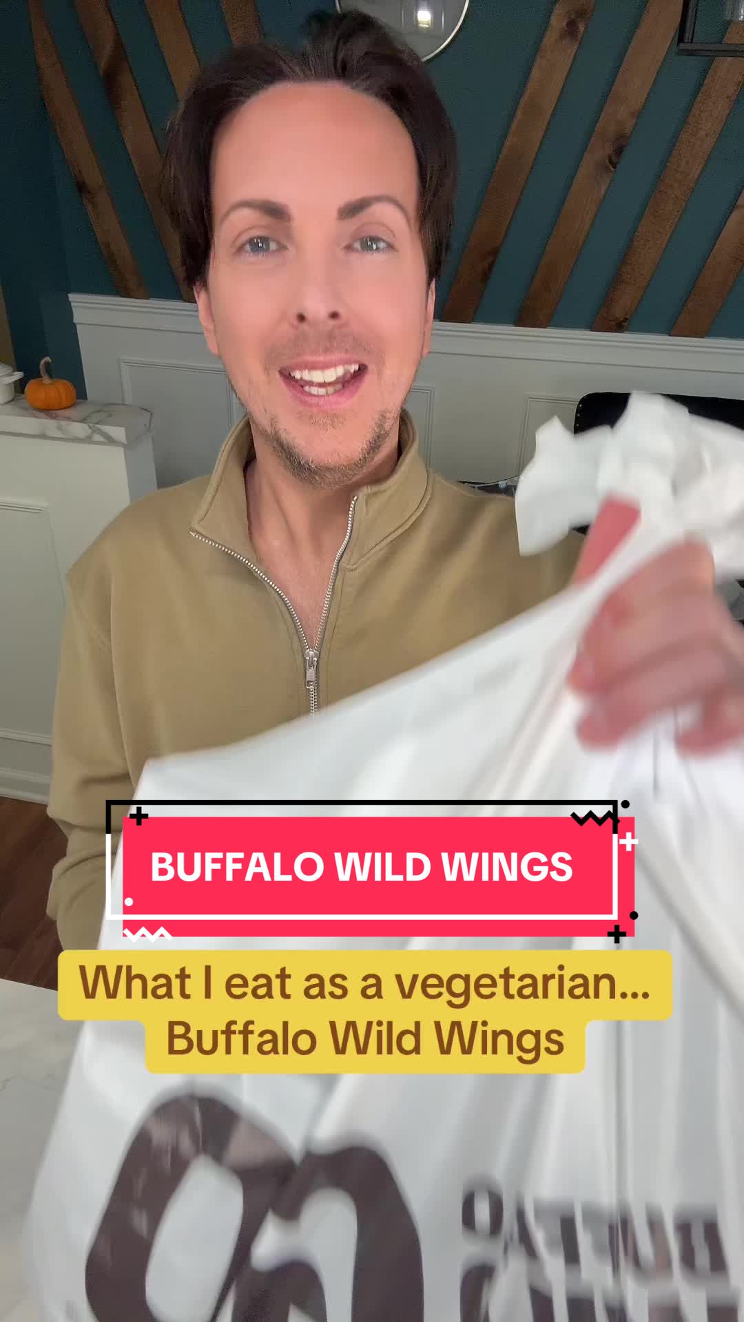TikTok post by @basicjoey for Buffalo Wild Wings. Caption reads: A Buffalo Wild Wings feast for lunch (and dinner....