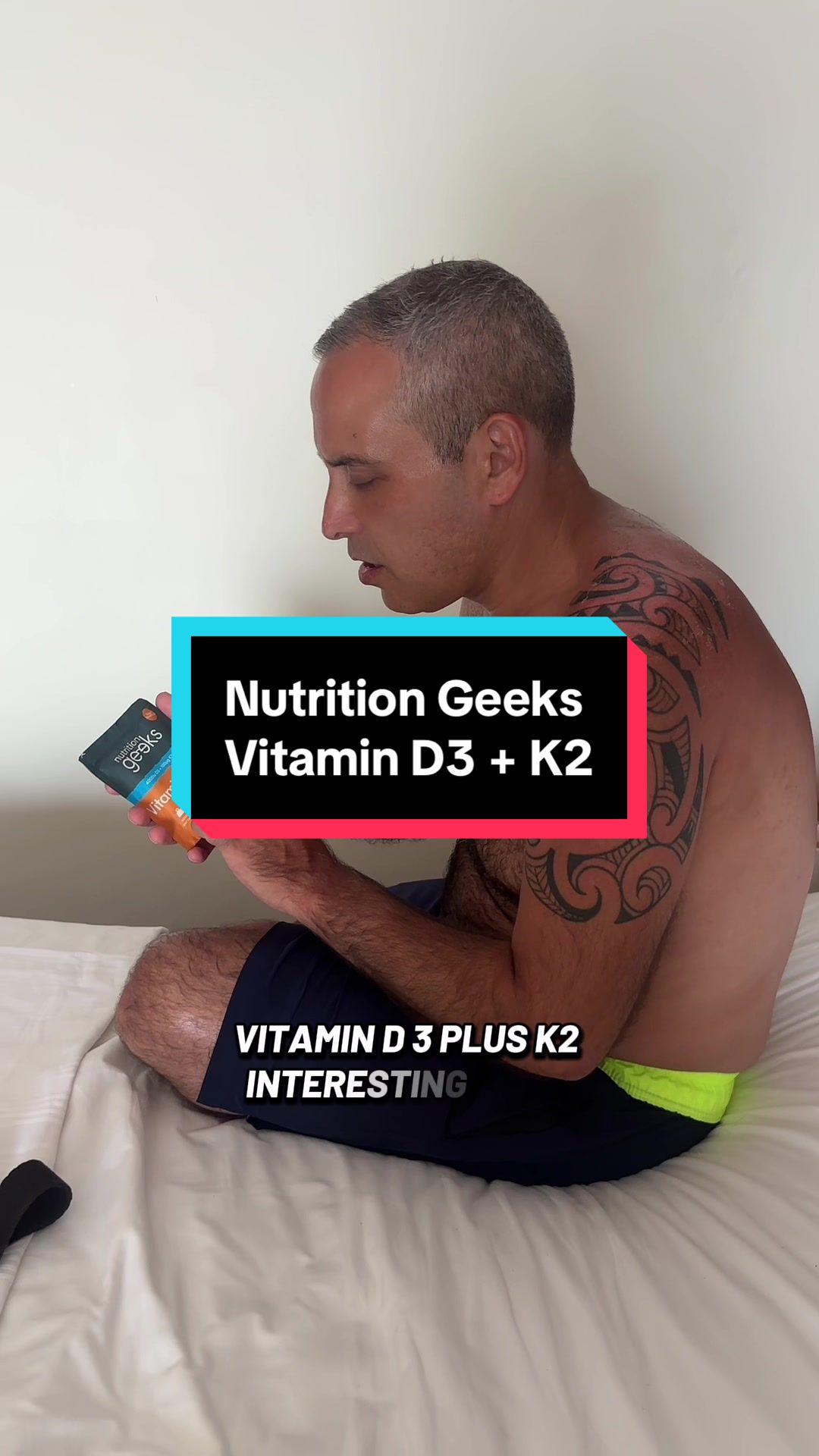 TikTok post by @lauretta_jayne for Nutrition Geeks. Caption reads: [...] up. These vitamin d3 + K2 from....