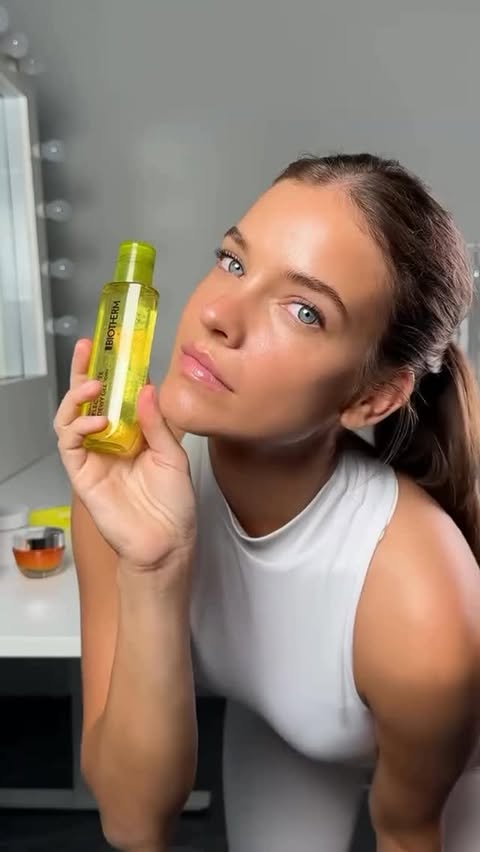 Instagram post by @barbpalvin.lore for BIOTHERM. Caption reads: Barbara Palvin Sprouse for Biotherm. (January....