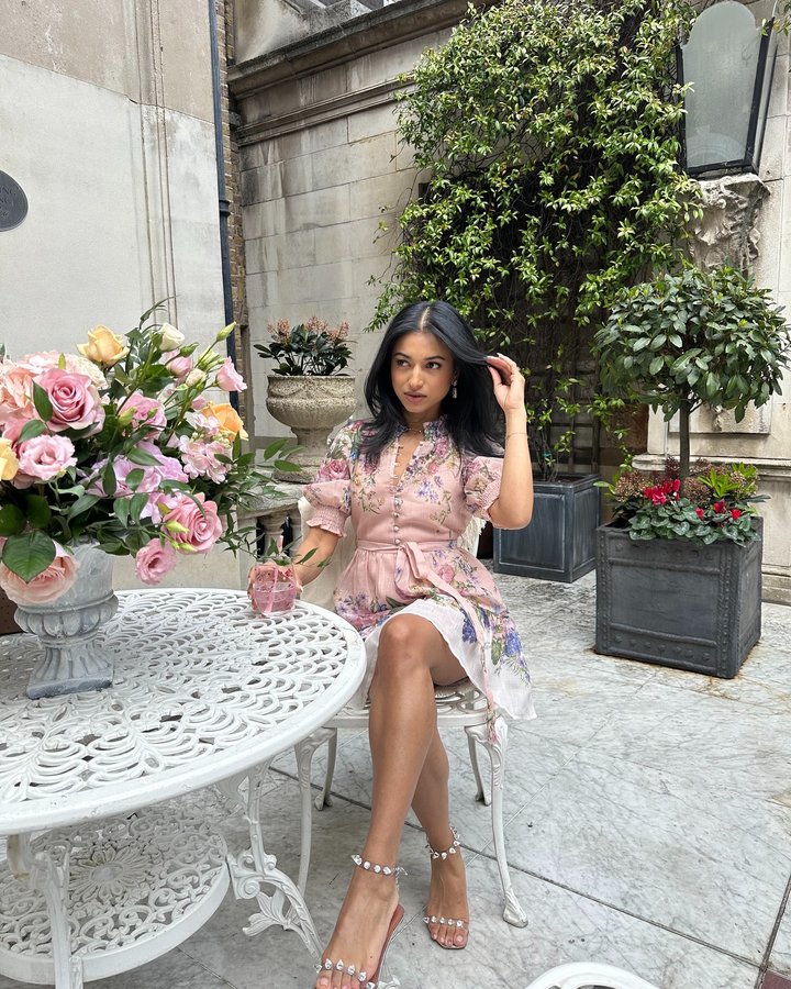 Instagram post by @sheeeeoo for Lipsy London. Caption reads: The cutest floral spring colours and champagne ....