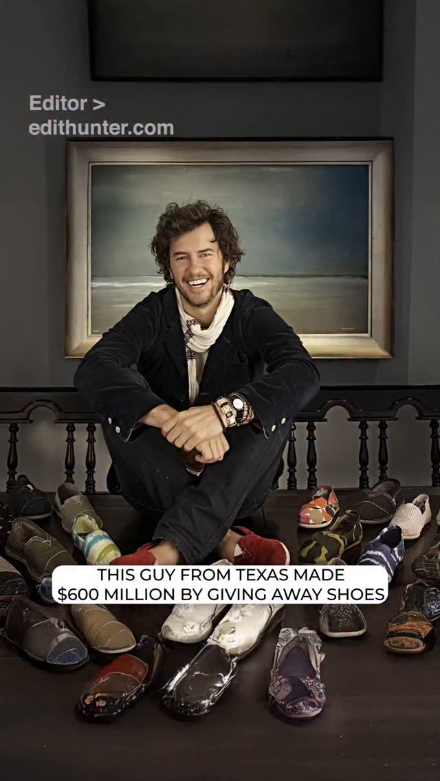 Instagram post by @theventure for TOMS. Caption reads: This college dropout turned a failed app into a....